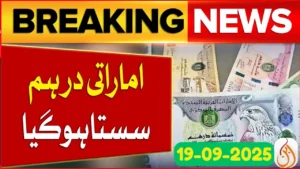 1 Dirham to PKR Today Latest UAE Dirham Rate to Pakistan Rupee (19-09-2025)