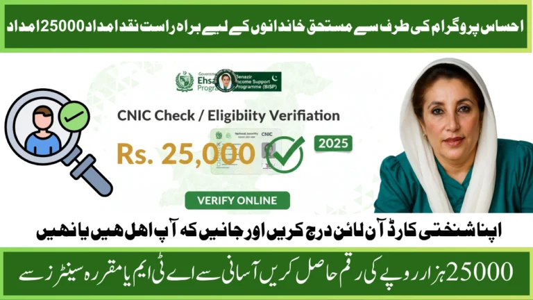 Ehsaas Program 25000 CNIC Check 2025 - Online Verification and Payment Method