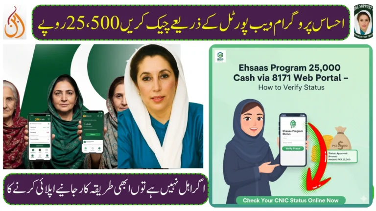 Ehsaas Program 25,000 Cash via 8171 Web Portal – How to Verify Status